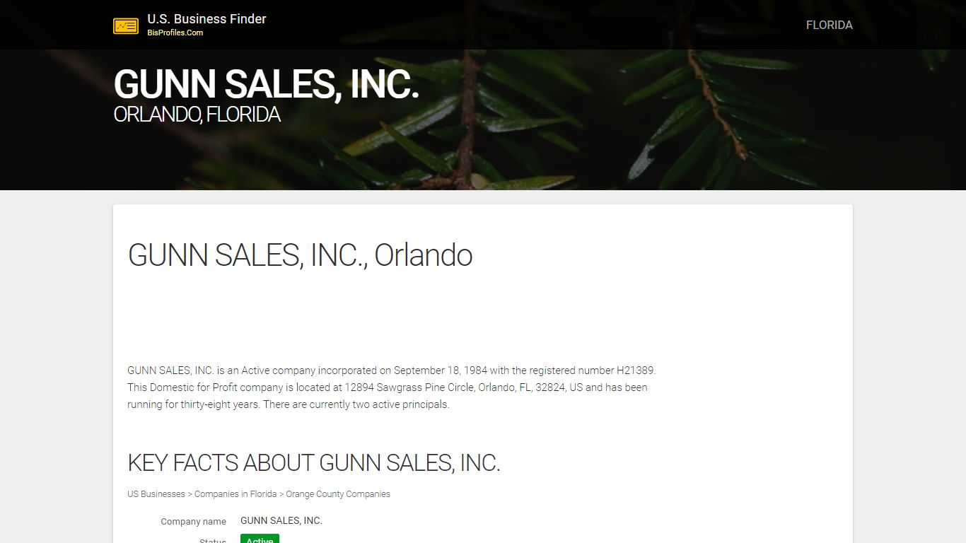 GUNN SALES, INC.. Orlando, FL - bisprofiles.com